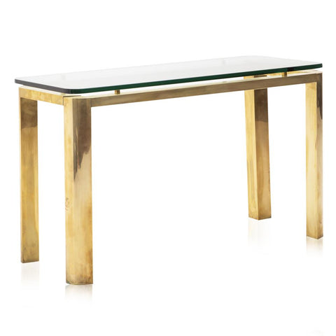 Gold & Glass Floating Top Console Table