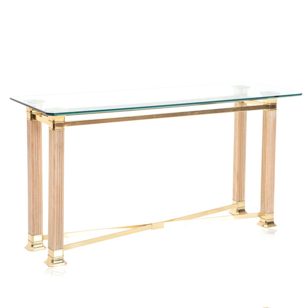 Gold & Glass Column Console