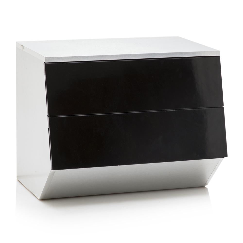 Sleek Black + Silver Bedside Table
