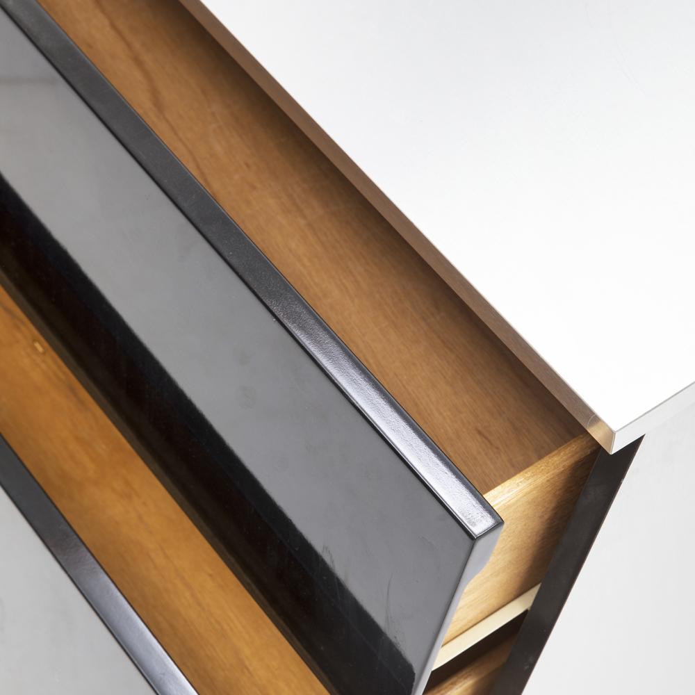 Sleek Black + Silver Bedside Table