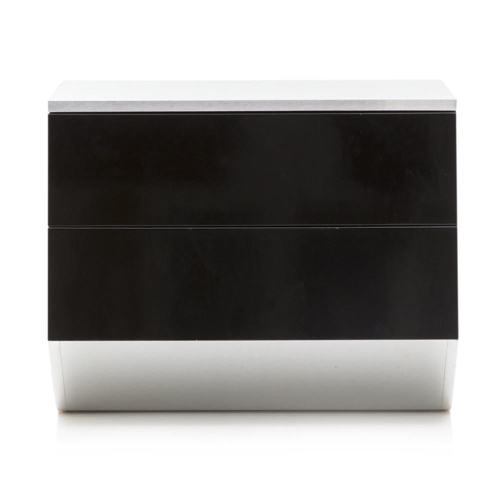 Sleek Black + Silver Bedside Table