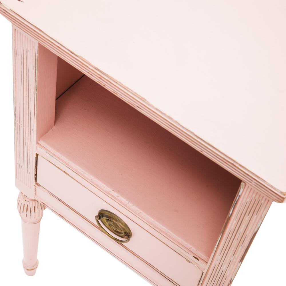 Pink Wooden Rustic Chic Bedside Table