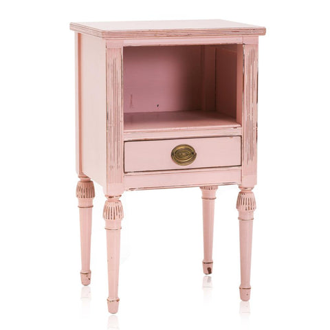 Pink Wooden Rustic Chic Bedside Table