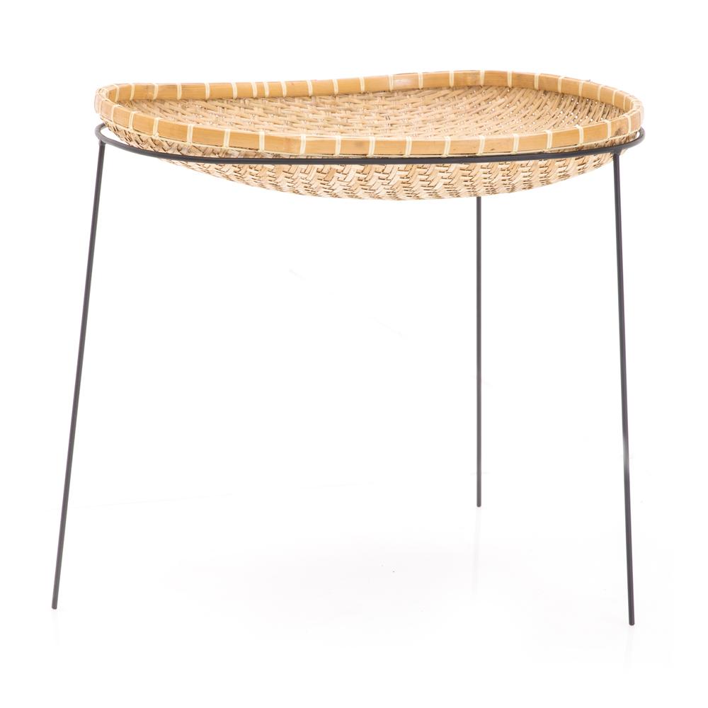 Woven Bean Shaped Basket on Tripod Stand