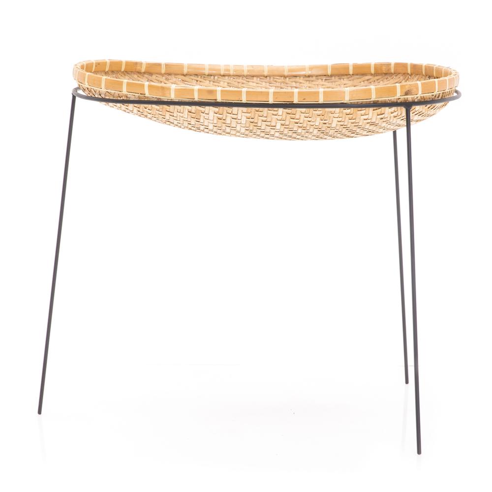 Woven Bean Shaped Basket on Tripod Stand