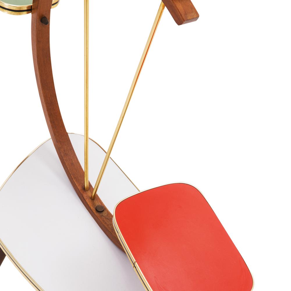 White & Wood Modern Atomic German Plant Stand