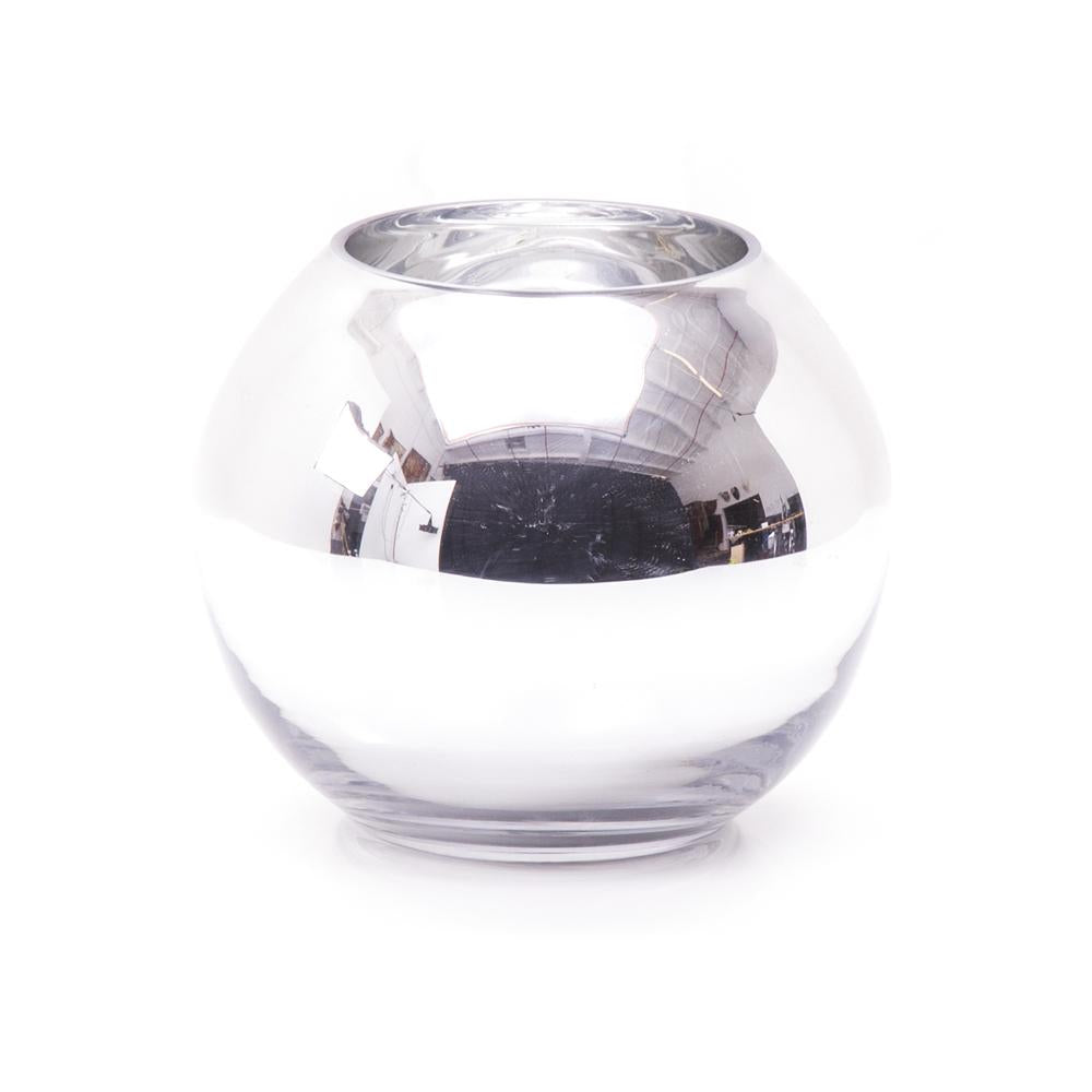 Chrome and Glass Ball Vase - Large