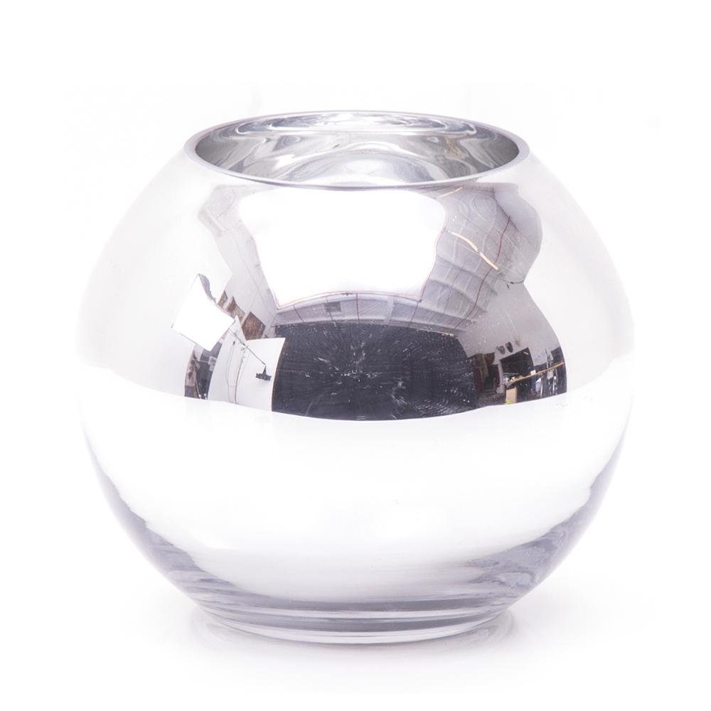 Chrome and Glass Ball Vase - Large