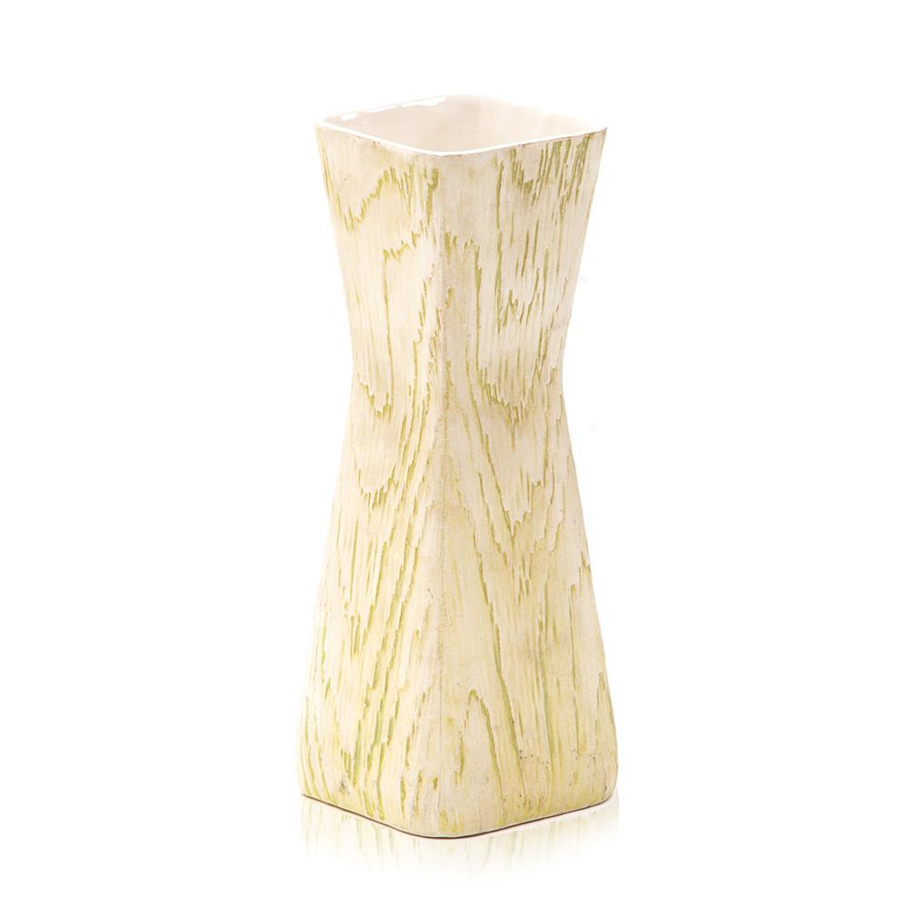 Yellow Woodgrain Shawnee Hourglass Vase