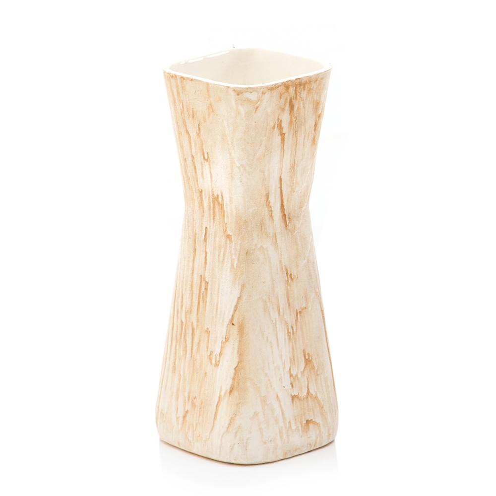 Beige Woodgrain Shawnee Hourglass Vase