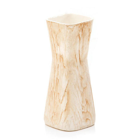 Beige Woodgrain Shawnee Hourglass Vase