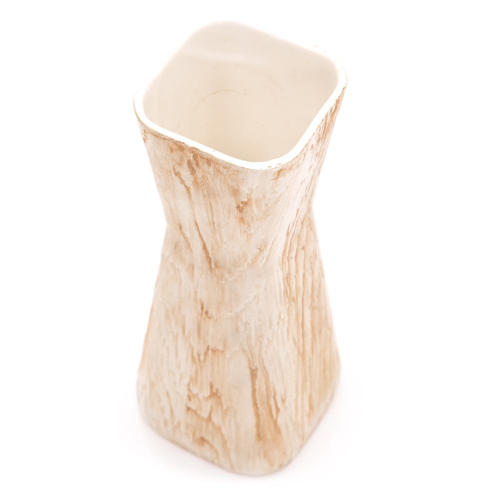 Beige Woodgrain Shawnee Hourglass Vase