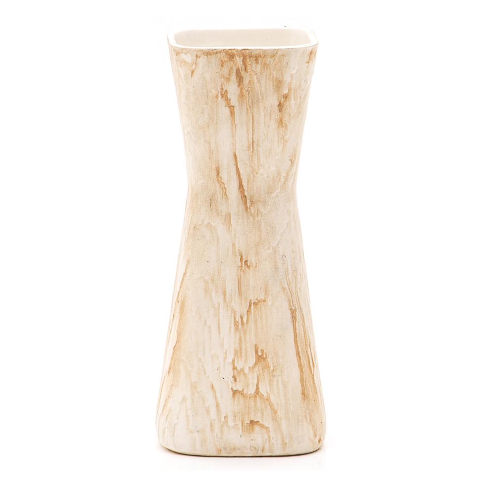 Beige Woodgrain Shawnee Hourglass Vase