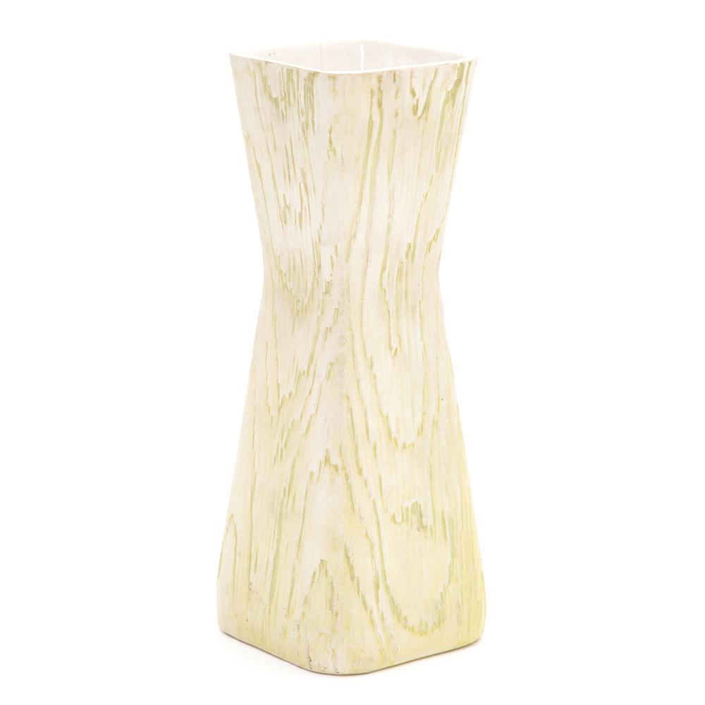 Green Woodgrain Shawnee Hourglass Vase