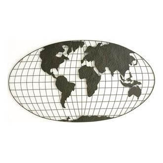 Black Metal Wire World Wall Art