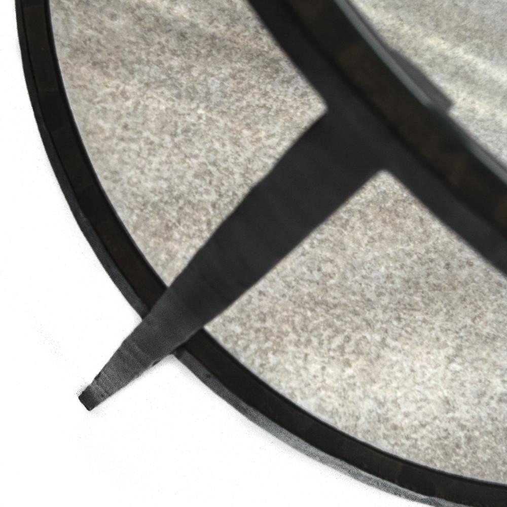 Black Metal & Glass Top Round Side Table