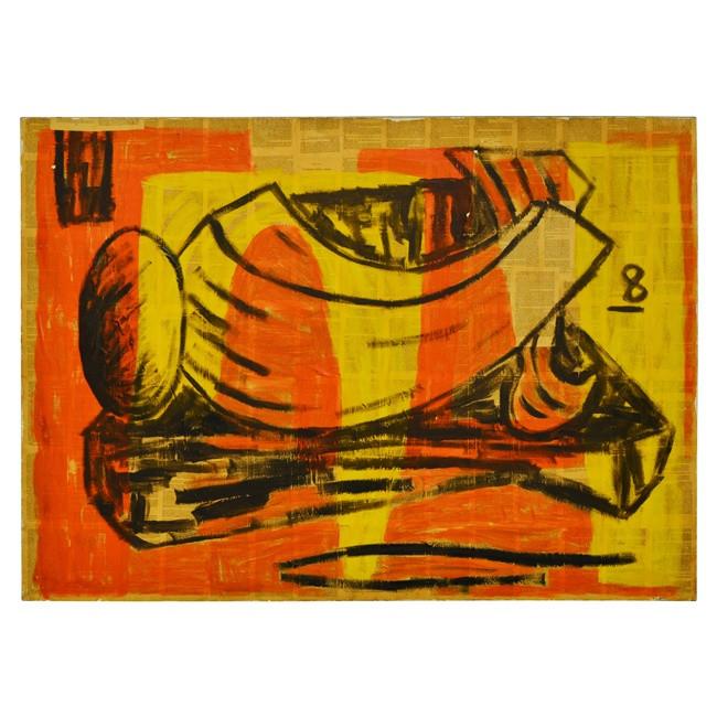 Novak - Abstract Newsprint with Orange