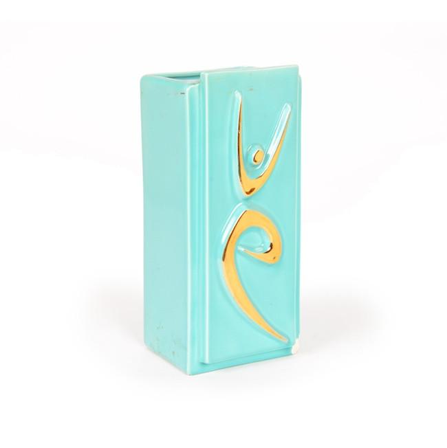 Blue Aqua Gold Dancer Vase