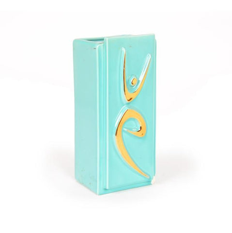 Blue Aqua Gold Dancer Vase