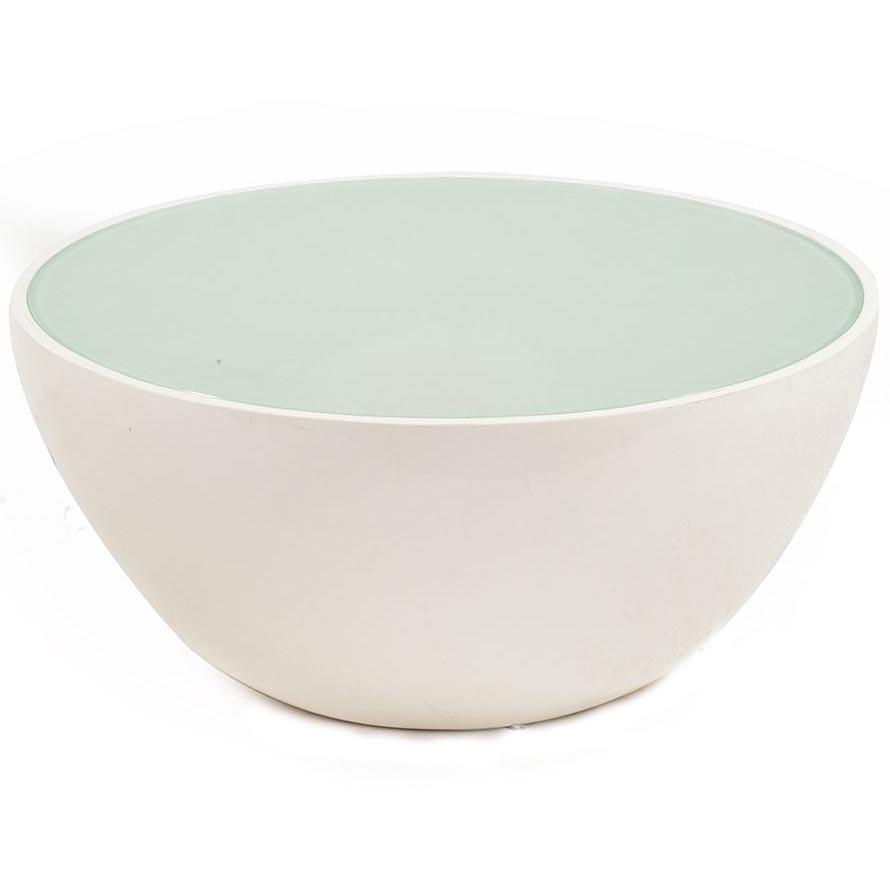 White & Glass Top Modern Round Coffee Table