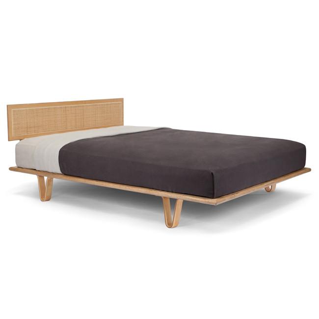 Wood & Cane Headboard Natural Light Bentwood Queen Bed Frame
