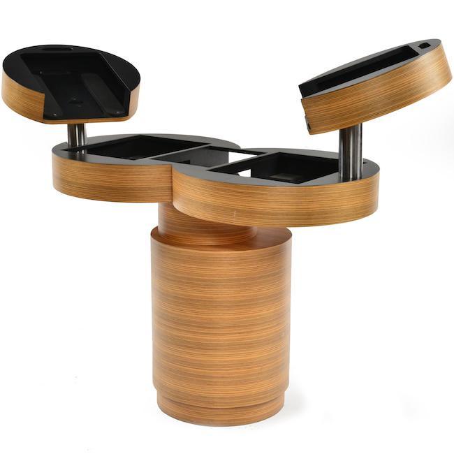 Brown Wood Panel DJ Stand w Black Interior