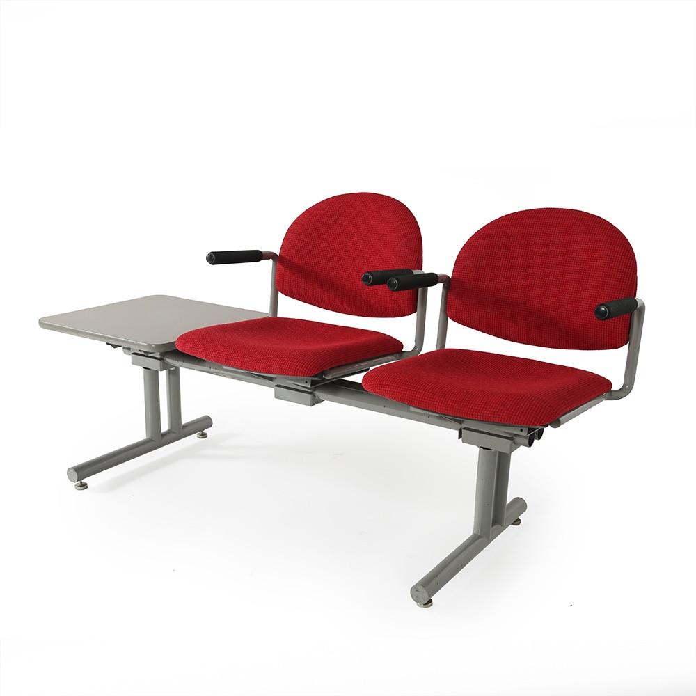 Red Waiting Room Seat with Side Table