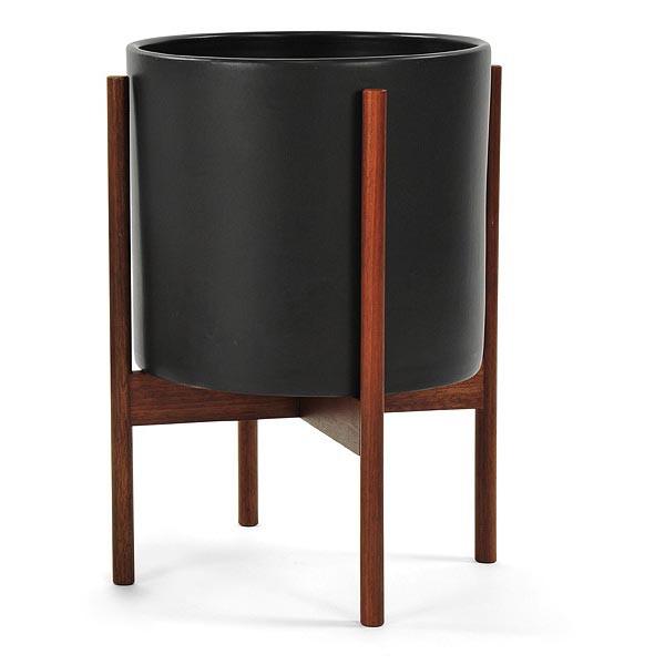 Case Study Ceramic Cylinder With Wood Stand - Black