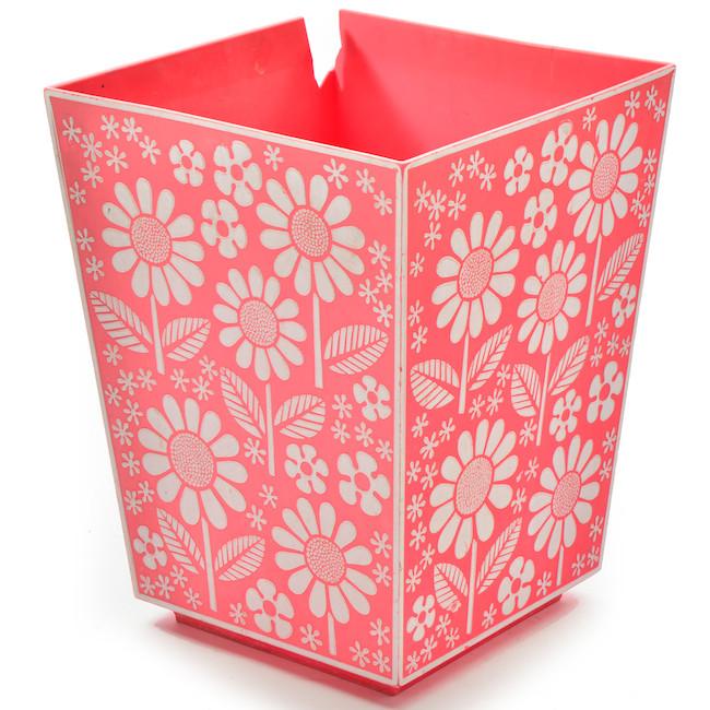 Pink Sunflower Wastebasket