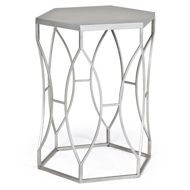 Silver Aluminum Hexagon End Table
