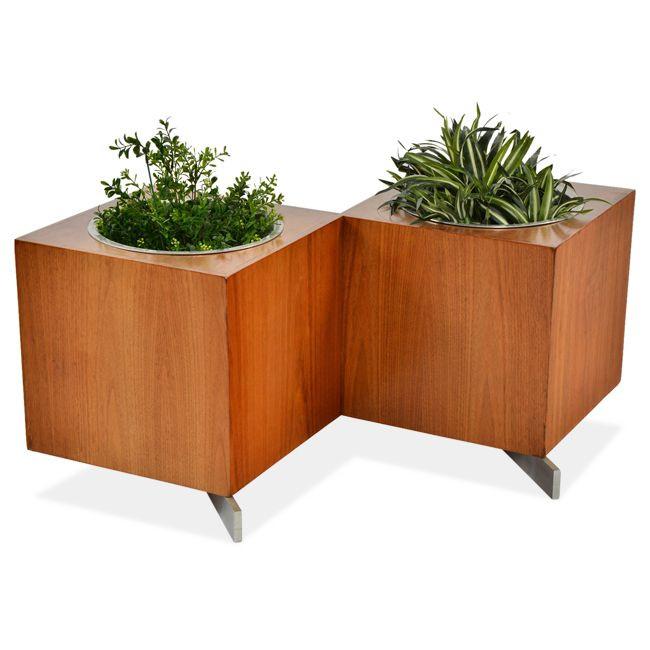 Double Wooden Cube Planter
