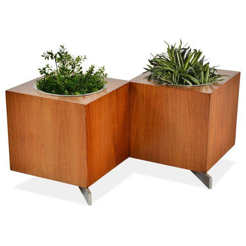Double Wooden Cube Planter