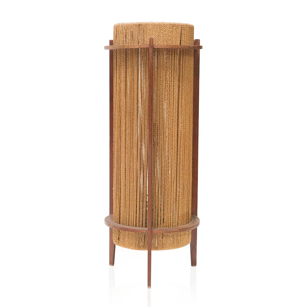 Tan String Mid Century Table Lamp (A+D)