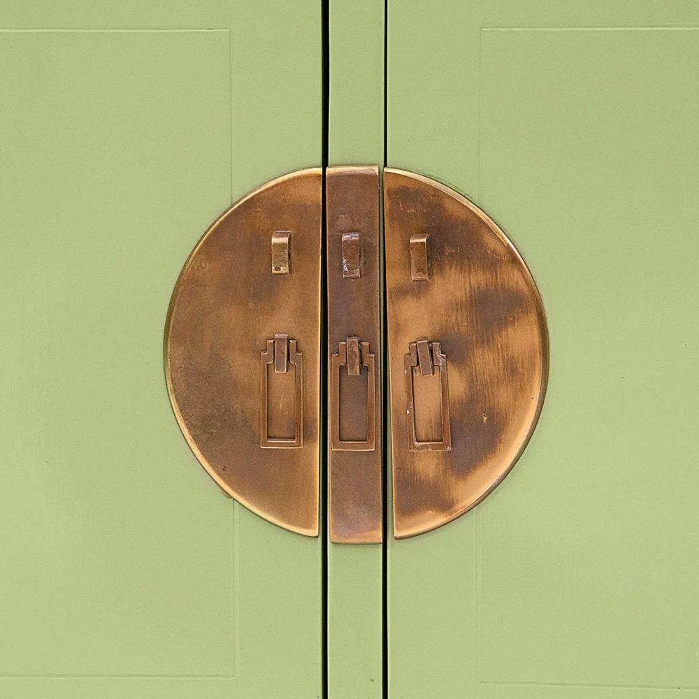 Green Asian Inspired Credenza Cabinet