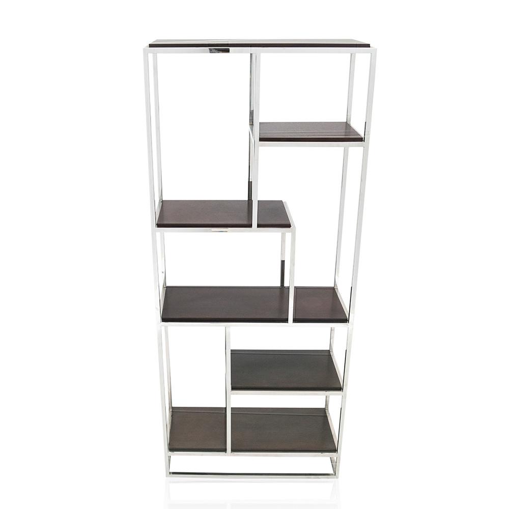 Markham Chrome and Dark Wood Bookcase