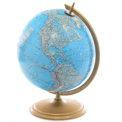 Blue Globe in Brass Crescent Base