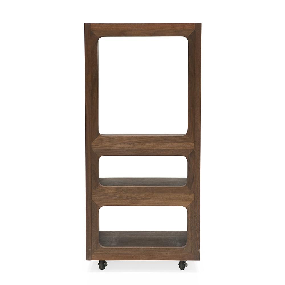 Wood Contemporary Rolling Shelf Unit