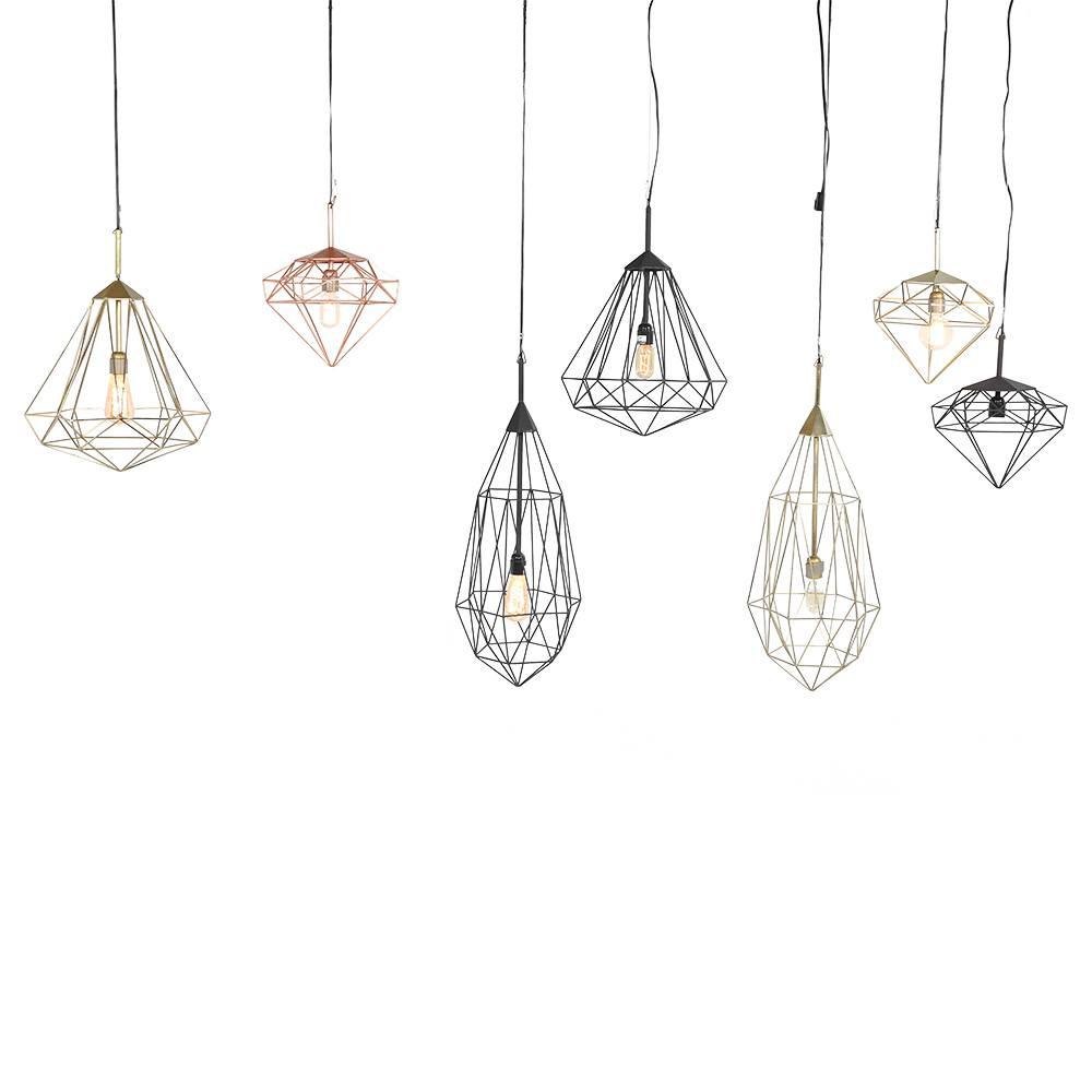Hanging Geometric Diamond Lamp - Black