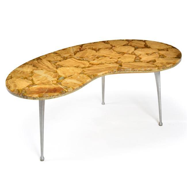 Resin Bean Shaped Coffee Table - Gold