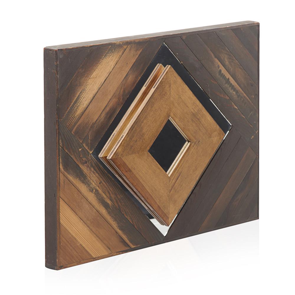 Wood Diamond Mirror Wall Art