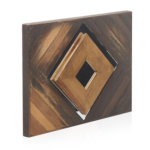 Wood Diamond Mirror Wall Art