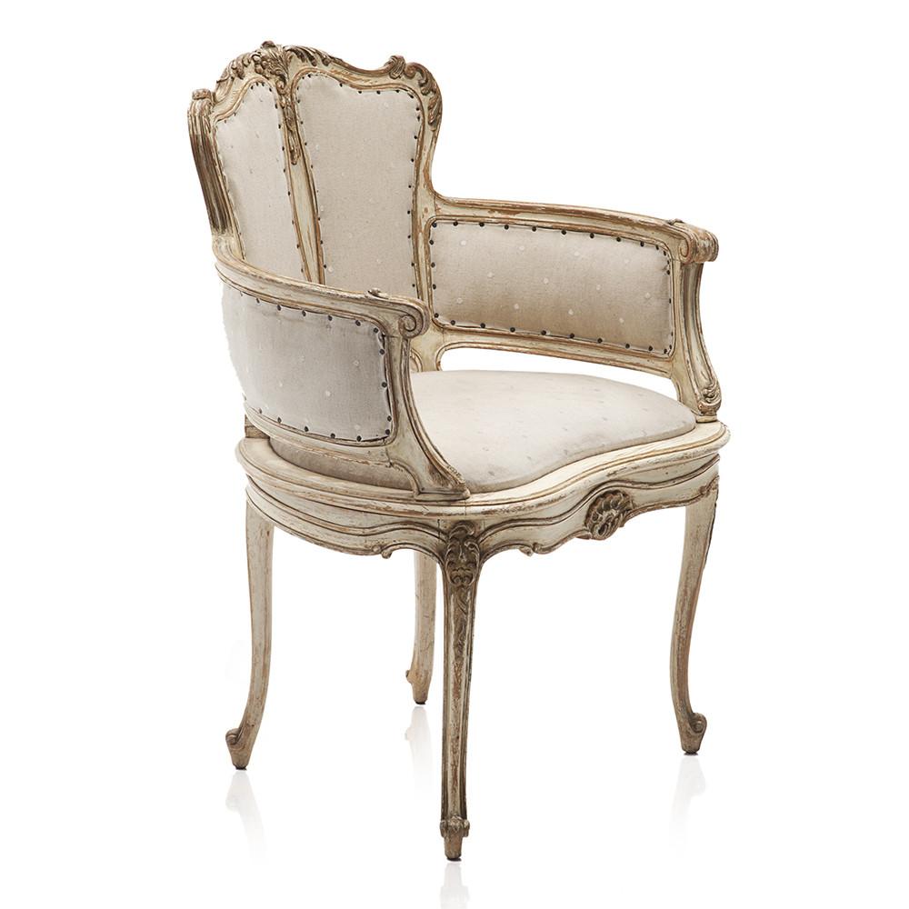 White Cream Louis XIV Arm Chair