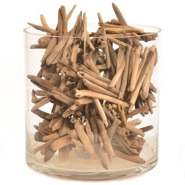 Wood Glass Cylinder with Sticks (A+D)