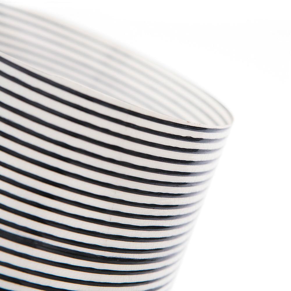 Black & White Striped Plastic Table Lamp