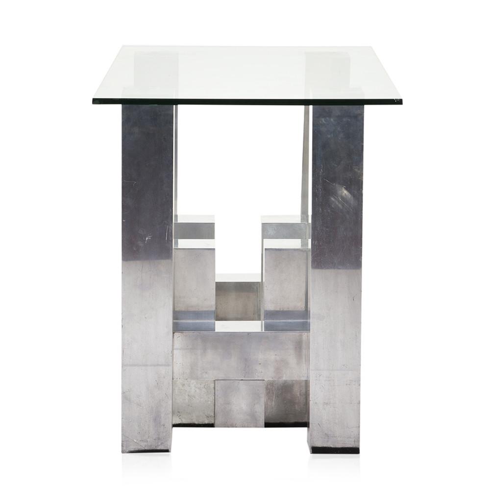 Chrome & Glass Blocks Paul Evans Console Table