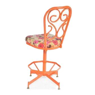 Orange Flower Cushion Barstool