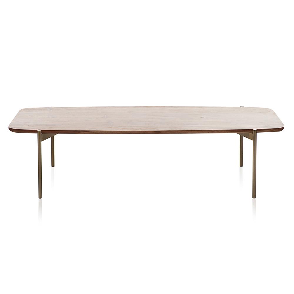 Wood and Brass Coffee Table