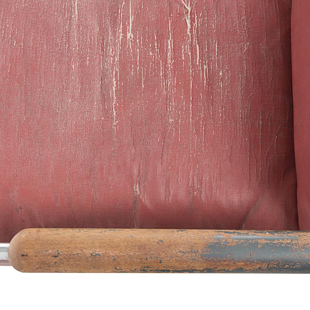 Distressed Deco Couch - Red with Silver Frame