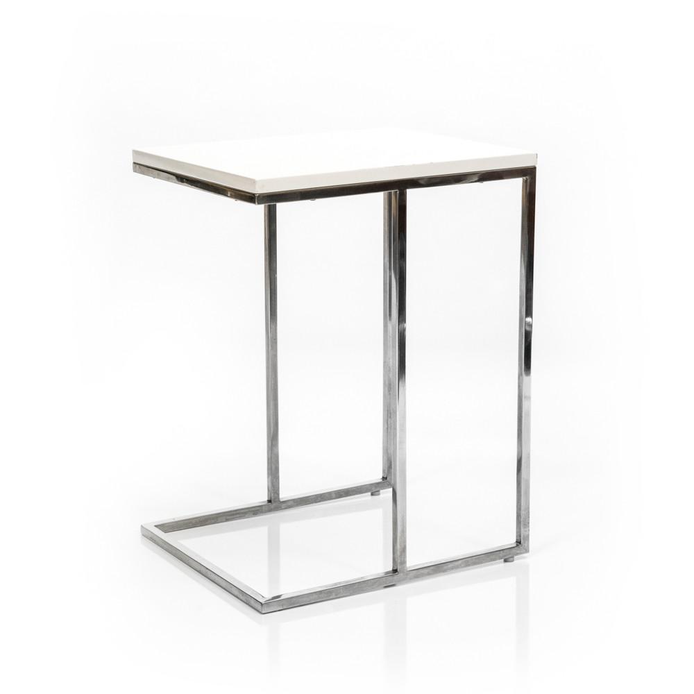 White and Chrome Side Table