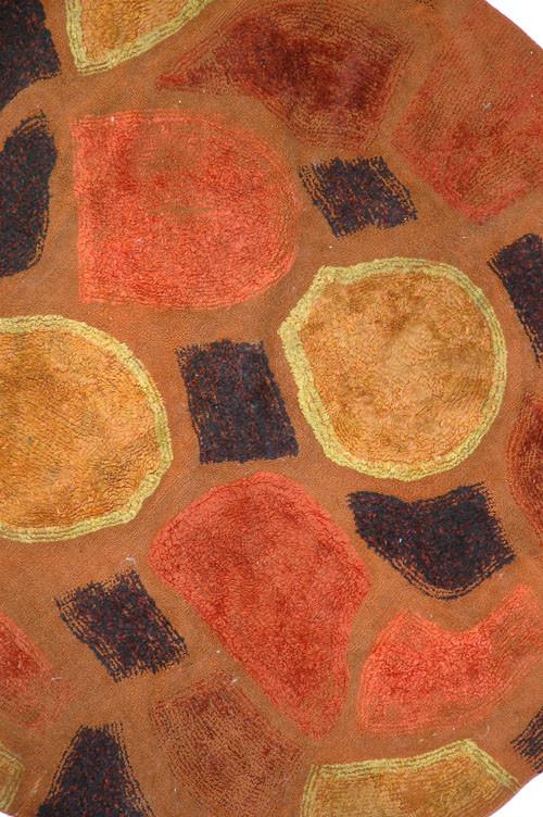 Round Orange Yellow Brown Stepping Stone Rug